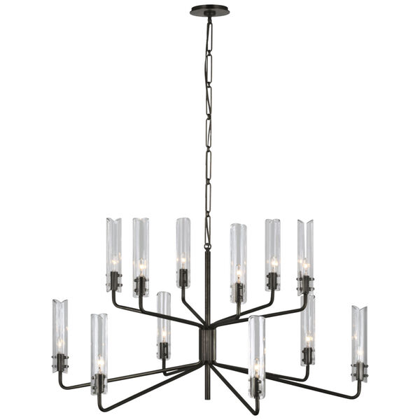 Casoria Large Two-Tier Chandelier in Bronze with Clear Glass by AERIN, image 1