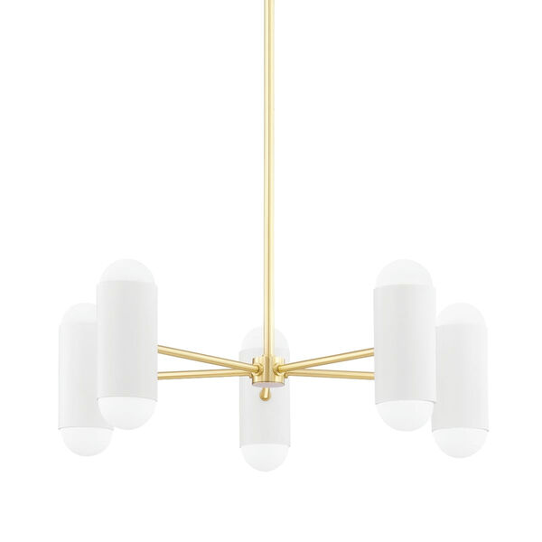 Kira Aged Brass and Soft White 10-Light Chandelier, image 1