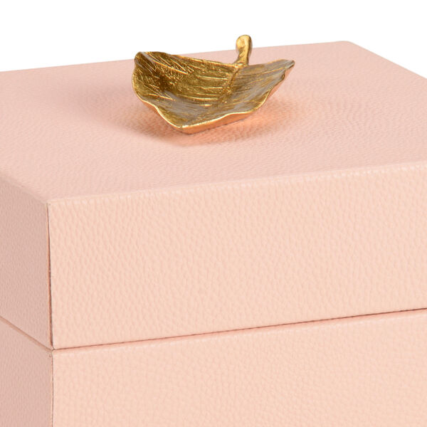 Pam Cain  Baby Pink and Metallic Gold Leaf Handle Box, image 3