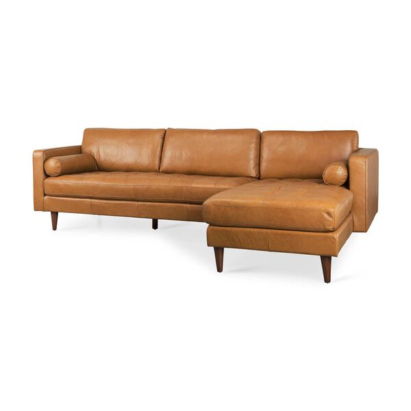 Svend Tan Leather Right Chaise Sectional Sofa, image 1