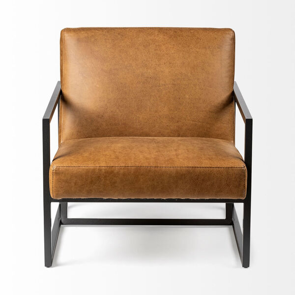 Armelle II Gray and Brown Leather Arm Chair, image 2