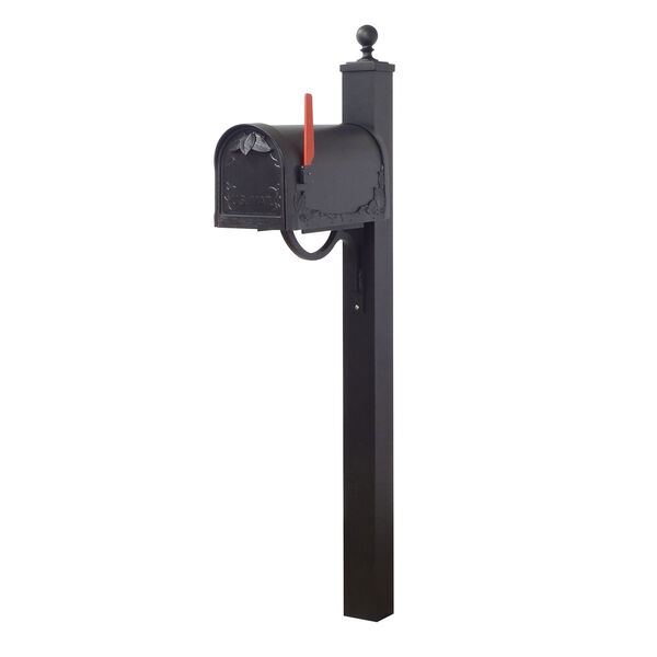 Floral Curbside Mailbox with Locking Insert and Springfield Mailbox Post in Black, image 3