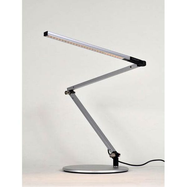 Z-Bar Mini Silver LED Desk Lamp with Base - Warm Light, image 1