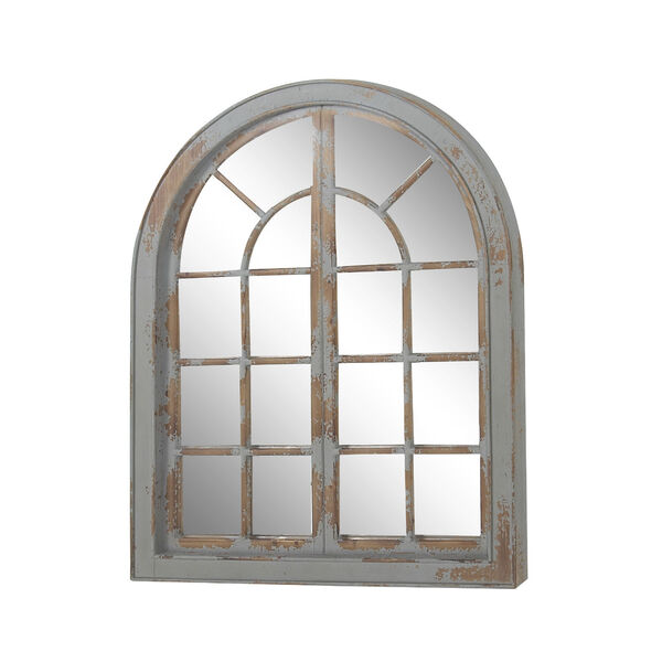 Gray Wood Arch Window Wall Mirror, 48-Inch x 37-Inch, image 5