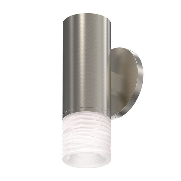 ALC Satin Nickel One-Light LED Wall Sconce with Etched Ribbon Glass Trim, image 1
