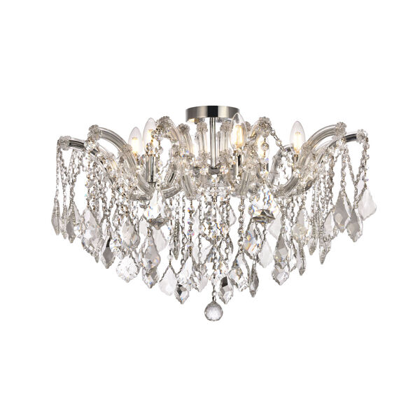 Maria Theresa Chrome 24-Inch Six-Light Flush Mount with Clear Royal Cut Crystal, image 1
