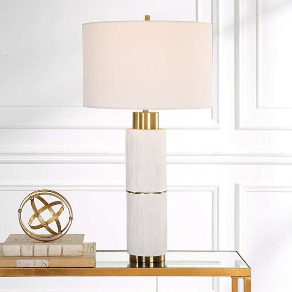 Ruse White and Brushed Brass Table Lamp, image 2