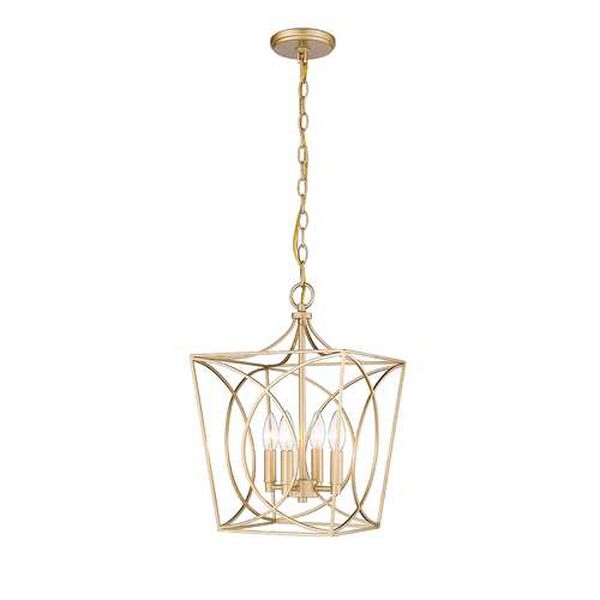 Tracy Painted Modern Gold 12-Inch Four-Light Pendant Light, image 2