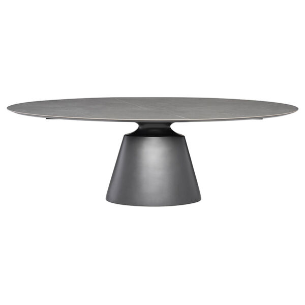 Taji Grey and Titanium 93-Inch Dining Table with Oval Top, image 2