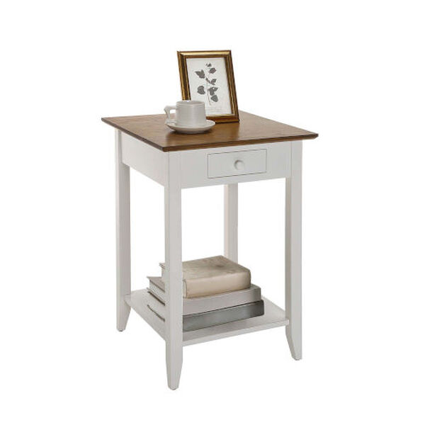 American Heritage Driftwood White One-Drawer End Table with Shelf, image 3