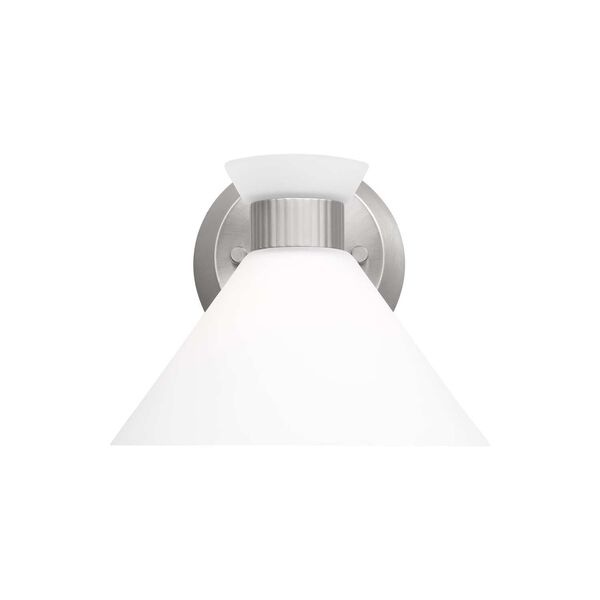 Belcarra Brushed Silver One-Light Bath Sconce with Etched White Glass by Drew and Jonathan, image 1