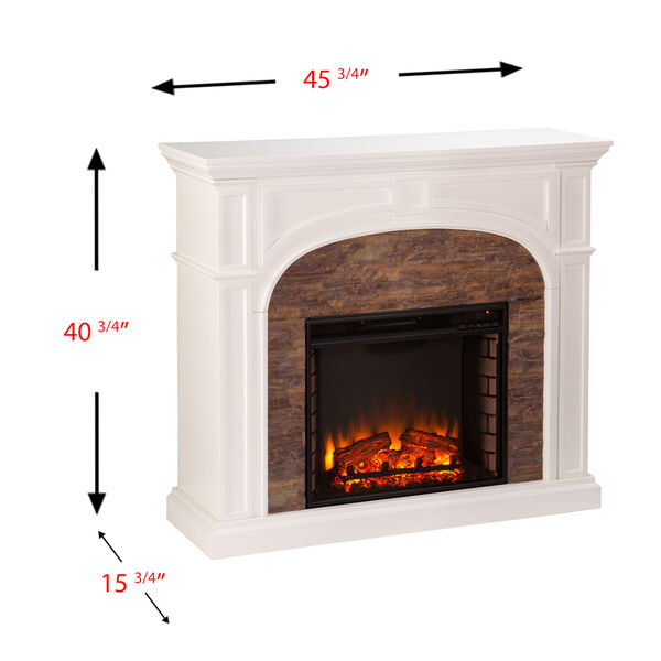 Tanaya White Stacked Stone Effect Electric Fireplace, image 5