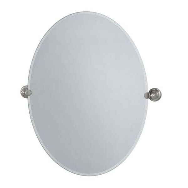 Tiara Satin Nickel Large Tilting Oval Mirror, image 1