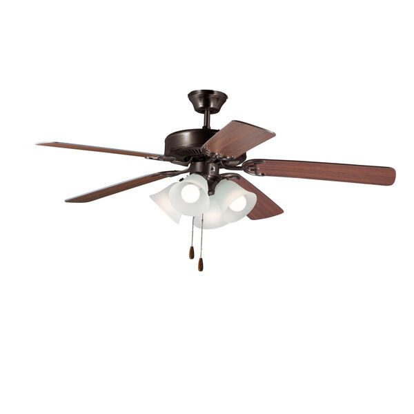 Basic-Max Oil Rubbed Bronze and Walnut and Pecan Four-Light LED Indoor Ceiling Fan, image 1