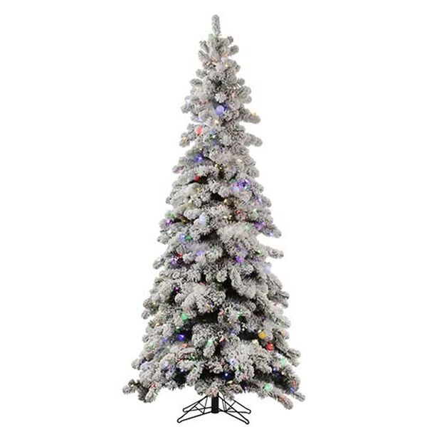 Flocked Kodiak 8 Foot x 44-Inch Christmas Tree with 715 Warm White LED Lights, image 1