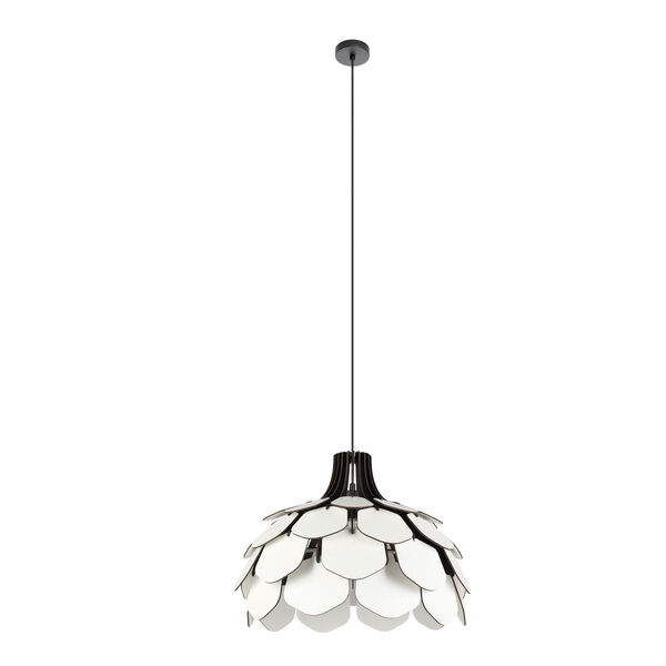 Morales White One-Light Pendant with White Shade and Black accents, image 1