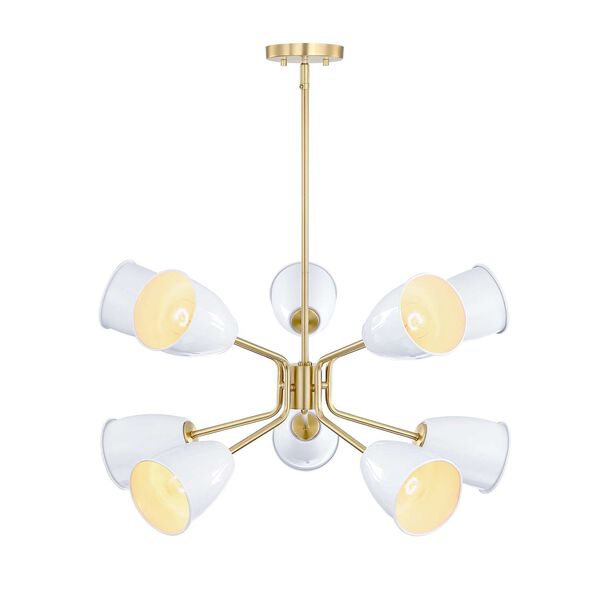 Biba Brushed Gold 10-Light Chandelier with Ice Mist Metal Shades, image 6