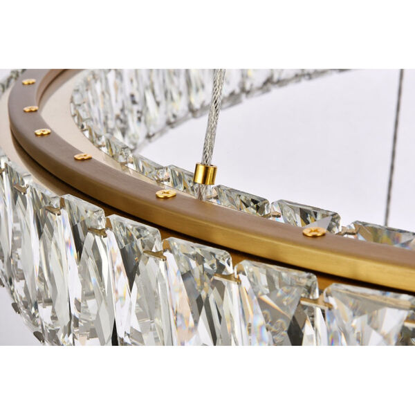 Monroe Gold 41-Inch Integrated LED Triple Ring Chandelier, image 6