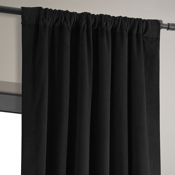 Signature Warm Black Blackout Velvet Pole Pocket Single Panel Curtain, 50 X 84, image 11
