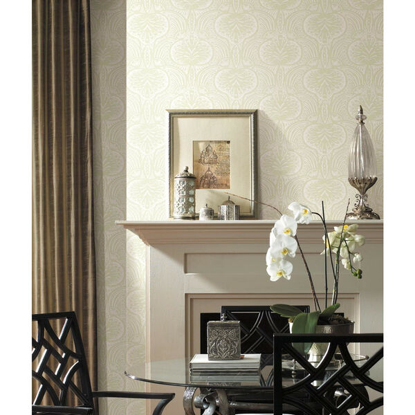 Ronald Redding Beige Lotus Palm Non Pasted Wallpaper - SWATCH SAMPLE ONLY, image 1