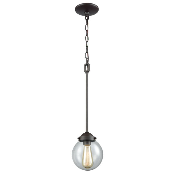 Beckett Oil Rubbed Bronze One-Light Mini Pendant with Clear Glass Shade, image 1