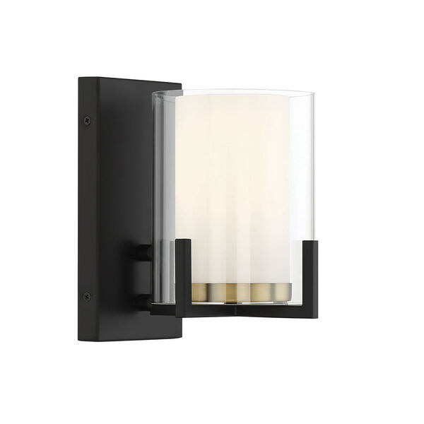Eaton Matte Black and Warm Brass One-Light Wall Sconce, image 1