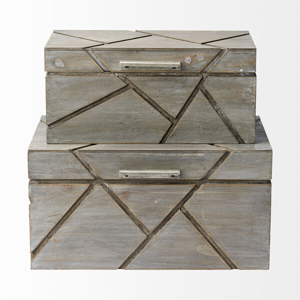 Niobe Gray Wooden Nesting Box, Set of Two, image 2