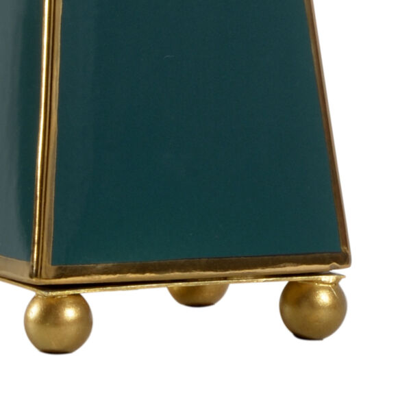 Quetzal Green and Metallic Gold One-Light Pyramid Table Lamp, image 2