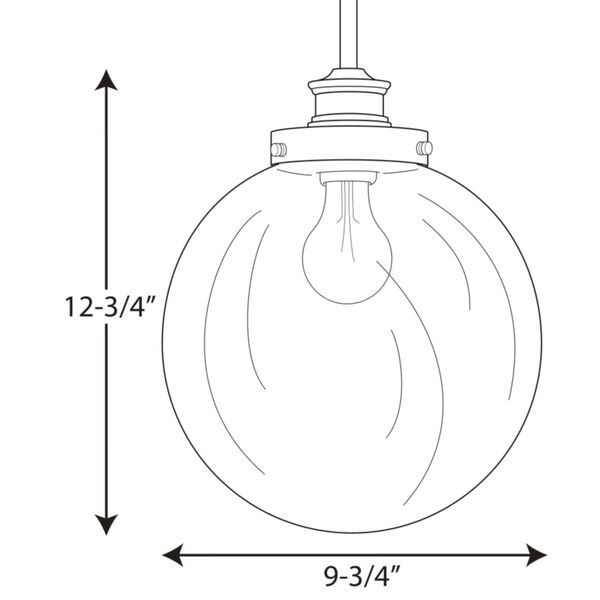 P5070-104 Penn Polished Nickel 10-Inch One-Light Globe Pendant, image 3