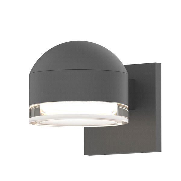 Inside-Out REALS Textured Gray Downlight LED Sconce with Cylinder Lens and Dome Cap with Clear Lens, image 1