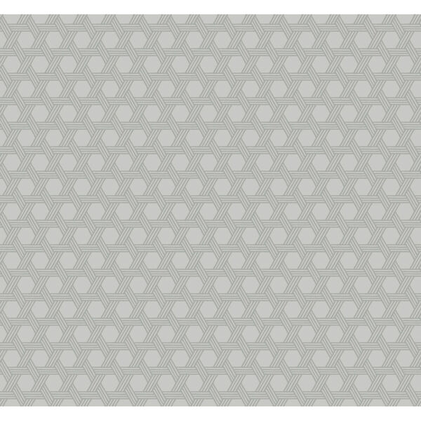 Lillian August Luxe Retreat Cove Gray Cabana Wicker Unpasted Wallpaper, image 1