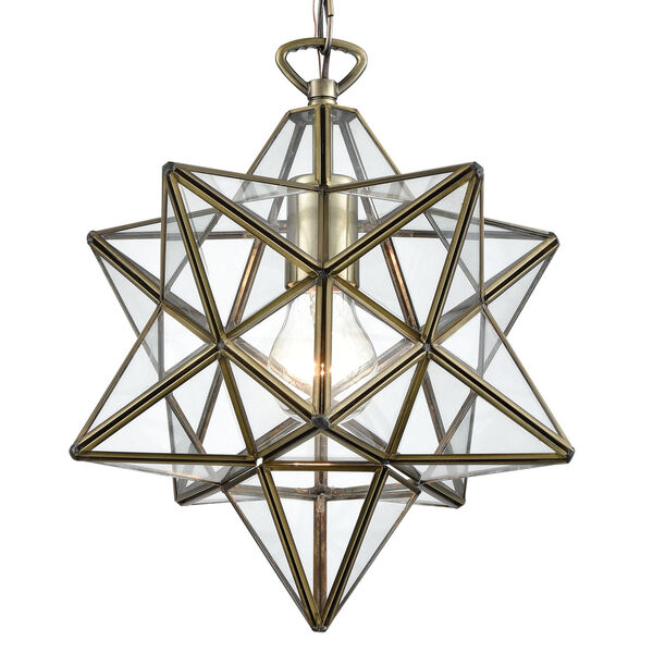 Moravian Star Antique Brass One-Light Pendant, image 4