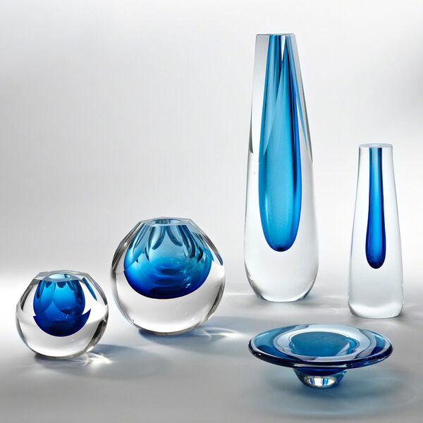 Square Cut Cobalt Glass Vase, image 1