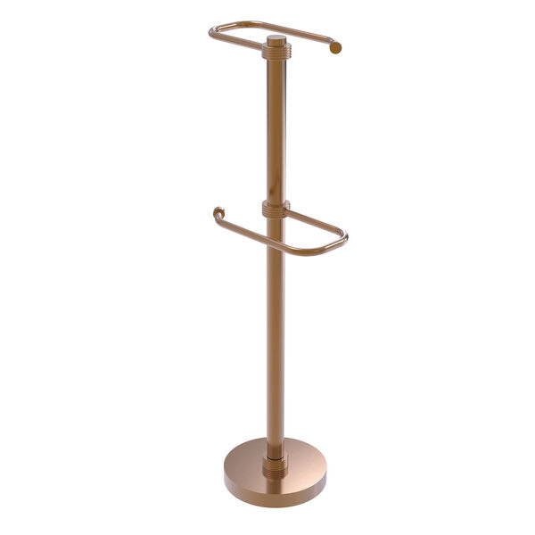 Brushed Bronze Six-Inch Free Standing Two Roll Toilet Tissue Stand, image 1