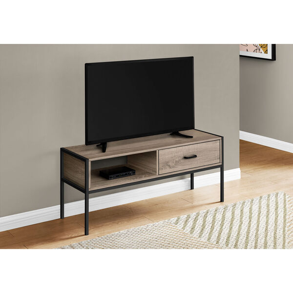 Dark Taupe and Black TV Stand with Drawer, image 2