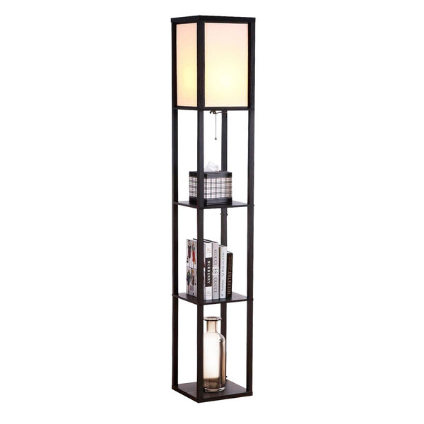 Maxwell Black LED Floor Lamp with Shelf, image 1