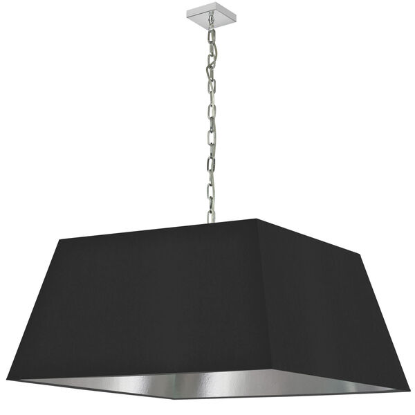 Milano Polished Chrome One-Light XL Pendant with Black and Silver Shade, image 1