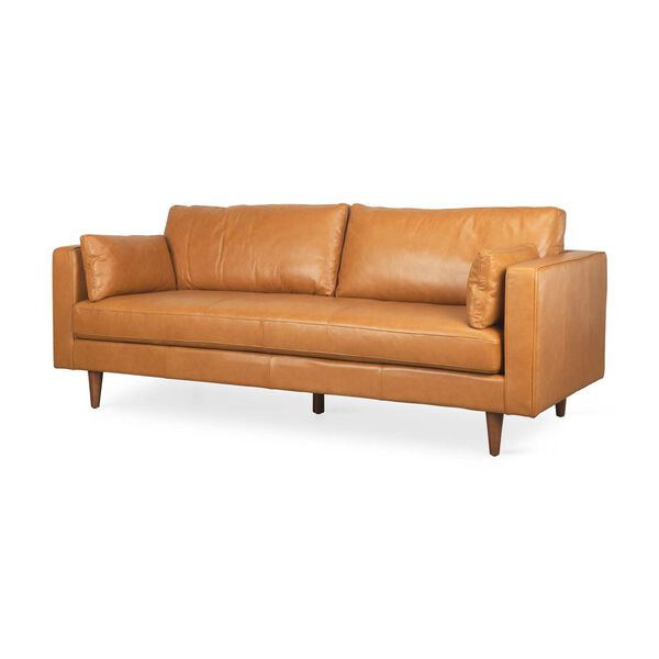 Elton Tan Leather Sofa, image 1