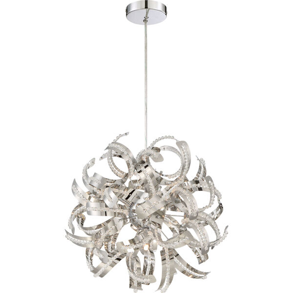 Ribbons Crystal Chrome 17-Inch Five-Light Pendant, image 3