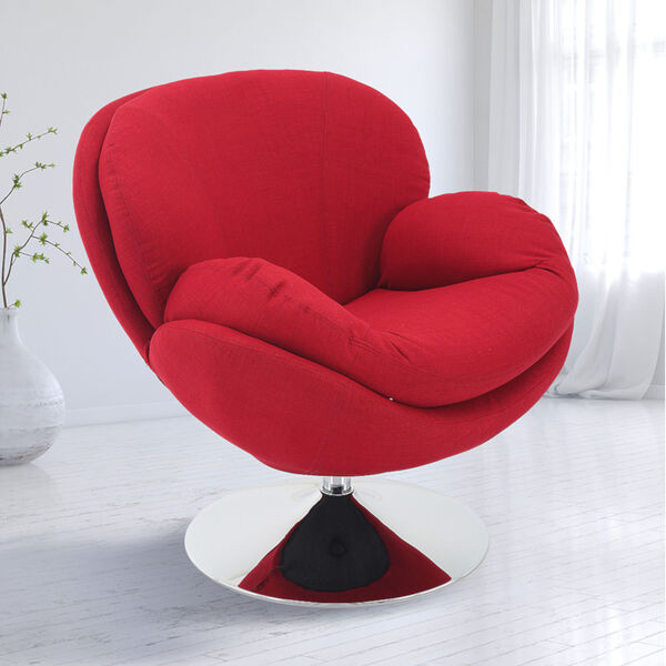 Nicollet Chrome Red Fabric Armed Leisure Chair, image 1