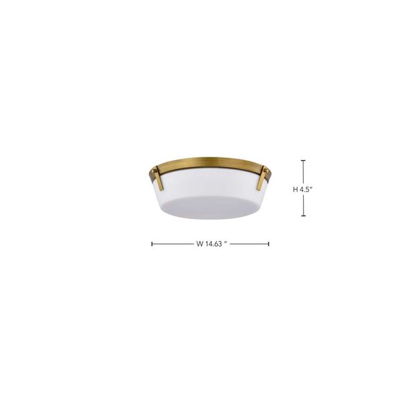 Rowen Natural Brass Three-Light Flush Mount with Etched White Glass, image 4