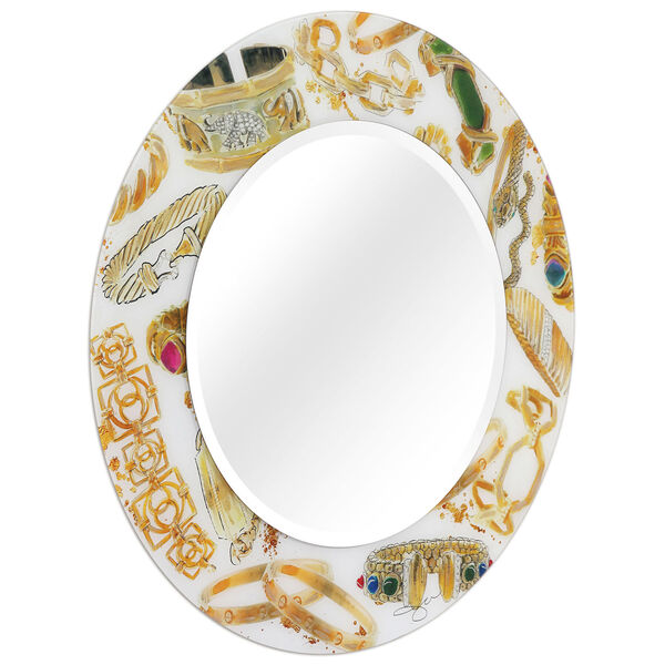 Gold 36 x 36-Inch Round Beveled Wall Mirror, image 2