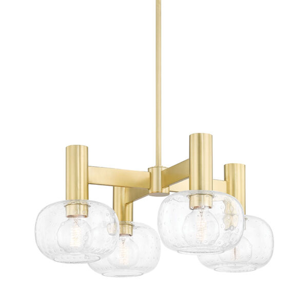 Harlow Aged Brass Four-Light Chandelier, image 1