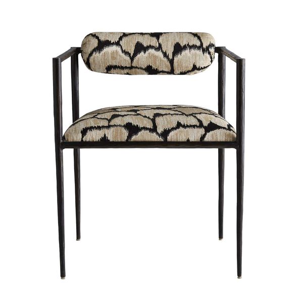 Barbana Ocelot Embroidery Linen Natural Iron Chair Ocelot Embroidery, image 1