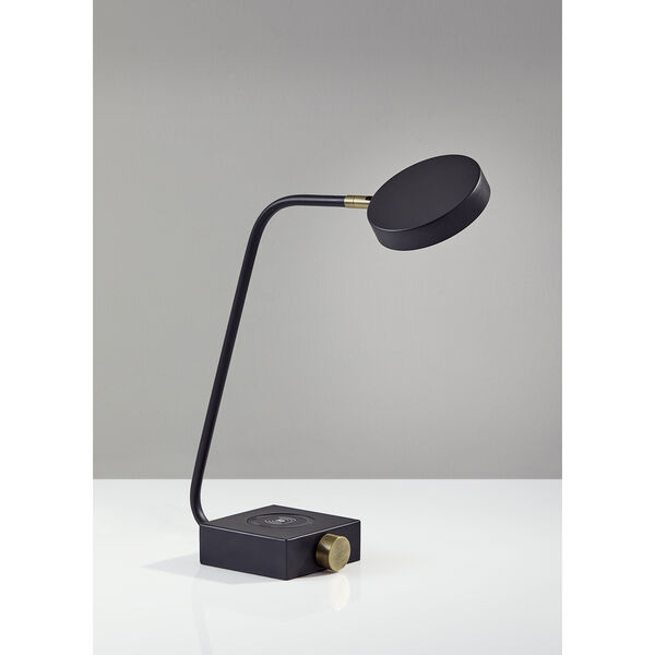 Conrad Matte Black and Antique Brass Accent LED Desk Lamp, image 4