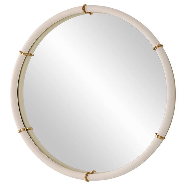 Cyprus White Brass Round Wall Mirror, image 4