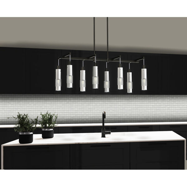 Grid 3 Coal and Brushed Nickel Eight-Light Pendant, image 2