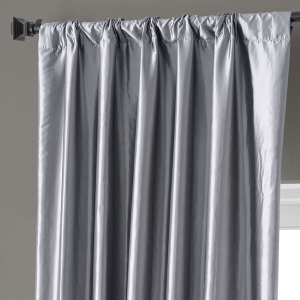 Signature Social Silver Faux Silk Taffeta Hotel Blackout Single Panel Curtain 50 x 108, image 4