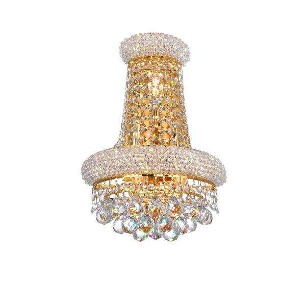 Empire Gold Three-Light Wall Sconce with K9 Clear Crystal, image 1