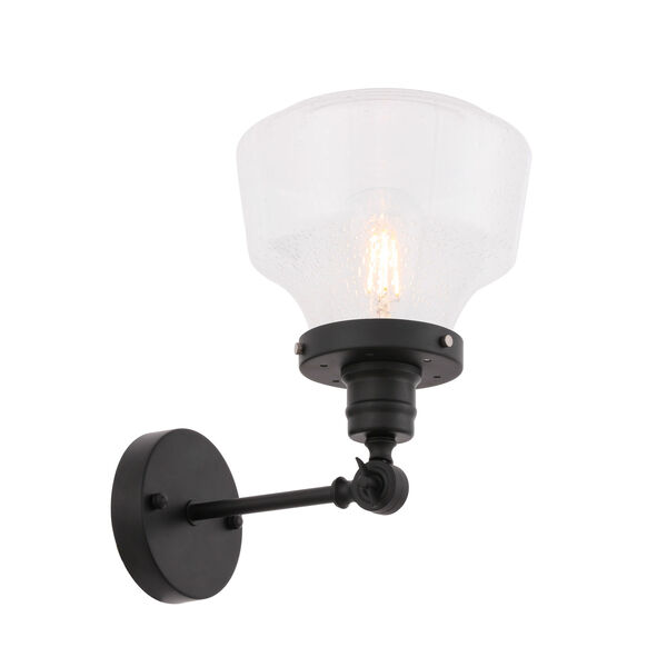 Lyle Black Eight-Inch One-Light Wall Sconce with Clear Seeded Glass, image 1
